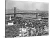 1950s Philadelphia,, PA  Looking Northeast Past Delaware River Waterfront to Benjamin Franklin-null-Stretched Canvas