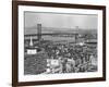 1950s Philadelphia,, PA  Looking Northeast Past Delaware River Waterfront to Benjamin Franklin-null-Framed Photographic Print