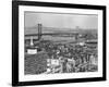 1950s Philadelphia,, PA  Looking Northeast Past Delaware River Waterfront to Benjamin Franklin-null-Framed Photographic Print