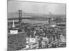 1950s Philadelphia,, PA  Looking Northeast Past Delaware River Waterfront to Benjamin Franklin-null-Mounted Photographic Print