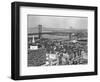 1950s Philadelphia,, PA  Looking Northeast Past Delaware River Waterfront to Benjamin Franklin-null-Framed Photographic Print