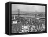 1950s Philadelphia,, PA  Looking Northeast Past Delaware River Waterfront to Benjamin Franklin-null-Framed Stretched Canvas