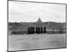 1950s Rome,, Italy Back View of Student Priests Lined Up by Wall Overlooking City with View-null-Mounted Photographic Print