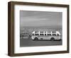 1950s Sightseeing Tour Bus Parked at Twin Peaks for View of San Francisco and Bay Area California-null-Framed Photographic Print