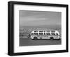 1950s Sightseeing Tour Bus Parked at Twin Peaks for View of San Francisco and Bay Area California-null-Framed Photographic Print