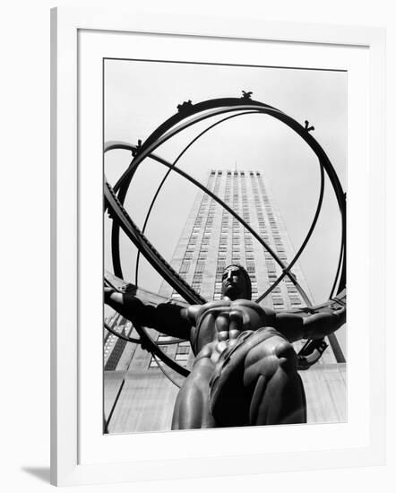 1950s Statue of Atlas at Rockefeller Center Midtown Manhattan-null-Framed Photographic Print