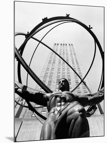 1950s Statue of Atlas at Rockefeller Center Midtown Manhattan-null-Mounted Photographic Print