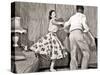 1950s TEENAGE COUPLE BOY AND GIRL DANCING ROCK AND ROLL JITTERBUG-Panoramic Images-Stretched Canvas