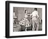 1950s TEENAGE COUPLE BOY AND GIRL DANCING ROCK AND ROLL JITTERBUG-Panoramic Images-Framed Photographic Print