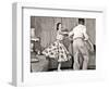 1950s TEENAGE COUPLE BOY AND GIRL DANCING ROCK AND ROLL JITTERBUG-Panoramic Images-Framed Photographic Print