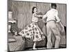 1950s TEENAGE COUPLE BOY AND GIRL DANCING ROCK AND ROLL JITTERBUG-Panoramic Images-Mounted Photographic Print