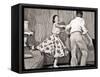 1950s TEENAGE COUPLE BOY AND GIRL DANCING ROCK AND ROLL JITTERBUG-Panoramic Images-Framed Stretched Canvas