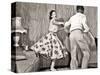 1950s TEENAGE COUPLE BOY AND GIRL DANCING ROCK AND ROLL JITTERBUG-Panoramic Images-Stretched Canvas