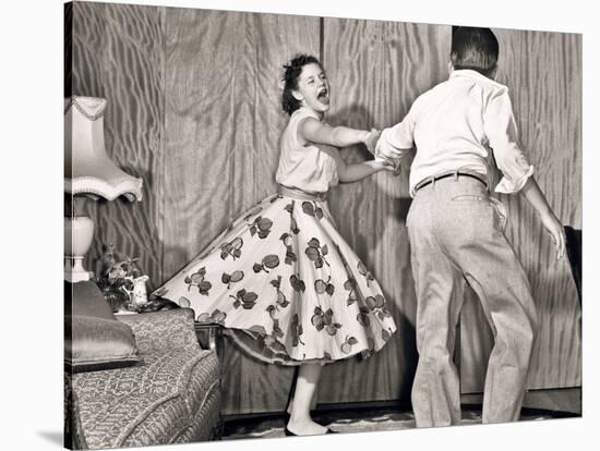 1950s TEENAGE COUPLE BOY AND GIRL DANCING ROCK AND ROLL JITTERBUG-Panoramic Images-Stretched Canvas