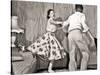 1950s TEENAGE COUPLE BOY AND GIRL DANCING ROCK AND ROLL JITTERBUG-Panoramic Images-Stretched Canvas