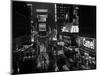 1950s Times Square Night from Times Building Up to Duffy Square Neon Signs Broadway Great White Way-null-Mounted Photographic Print