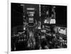 1950s Times Square Night from Times Building Up to Duffy Square Neon Signs Broadway Great White Way-null-Framed Photographic Print