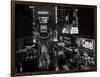 1950s Times Square Night from Times Building Up to Duffy Square Neon Signs Broadway Great White Way-null-Framed Photographic Print