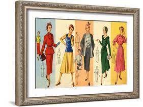 1950s UK Dress Patterns Magazine Plate-null-Framed Giclee Print