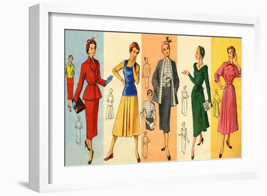 1950s UK Dress Patterns Magazine Plate-null-Framed Giclee Print