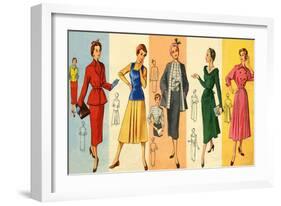 1950s UK Dress Patterns Magazine Plate-null-Framed Giclee Print