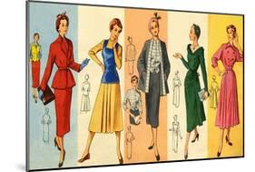 1950s UK Dress Patterns Magazine Plate-null-Mounted Giclee Print