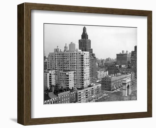 1950s View Washington Square North with Arch Fifth Avenue Buildings Number 1 and 2-null-Framed Photographic Print