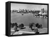 1950s with Lake Merritt in Foreground Skyline View of Oakland, California-null-Framed Stretched Canvas