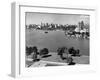 1950s with Lake Merritt in Foreground Skyline View of Oakland, California-null-Framed Photographic Print