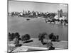 1950s with Lake Merritt in Foreground Skyline View of Oakland, California-null-Mounted Photographic Print