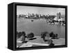 1950s with Lake Merritt in Foreground Skyline View of Oakland, California-null-Framed Stretched Canvas