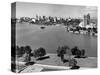 1950s with Lake Merritt in Foreground Skyline View of Oakland, California-null-Stretched Canvas