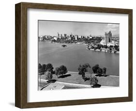 1950s with Lake Merritt in Foreground Skyline View of Oakland, California-null-Framed Photographic Print