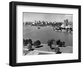 1950s with Lake Merritt in Foreground Skyline View of Oakland, California-null-Framed Photographic Print