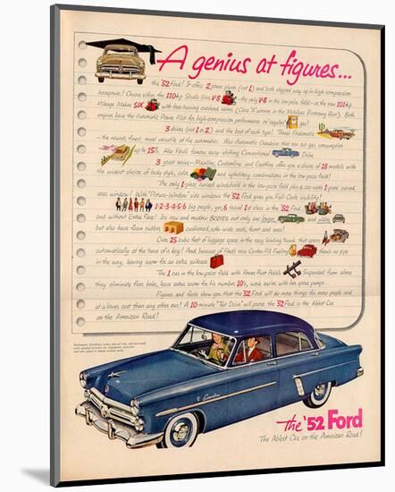 1952 Ford- a Genius at Figures-null-Mounted Art Print