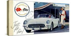 1953 GM Corvette Just for Fun-null-Stretched Canvas