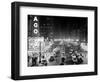 1953 Night Scene of Chicago, State Street with Traffic and Movie Marquee with Pedestrians-null-Framed Photographic Print