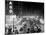 1953 Night Scene of Chicago, State Street with Traffic and Movie Marquee with Pedestrians-null-Mounted Premium Photographic Print