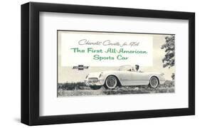 1954 GM Corvette Sports Car-null-Framed Art Print