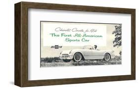 1954 GM Corvette Sports Car-null-Framed Art Print