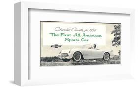 1954 GM Corvette Sports Car-null-Framed Art Print