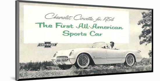 1954 GM Corvette Sports Car-null-Mounted Art Print