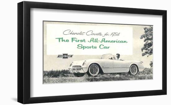 1954 GM Corvette Sports Car-null-Framed Art Print