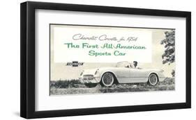 1954 GM Corvette Sports Car-null-Framed Art Print