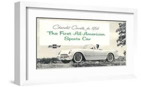 1954 GM Corvette Sports Car-null-Framed Art Print