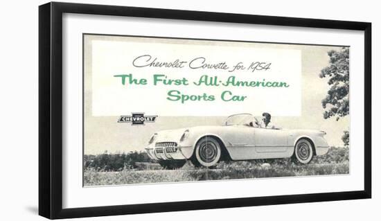 1954 GM Corvette Sports Car-null-Framed Art Print