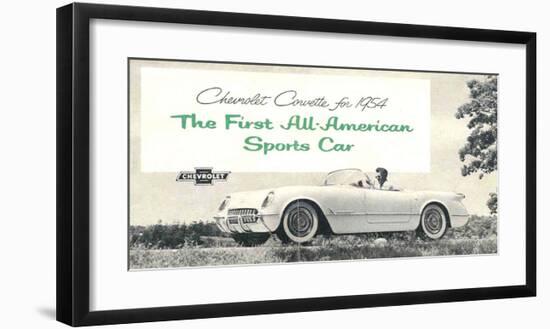 1954 GM Corvette Sports Car-null-Framed Art Print