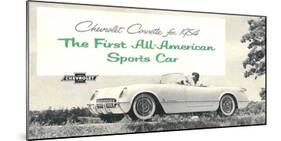 1954 GM Corvette Sports Car-null-Mounted Art Print