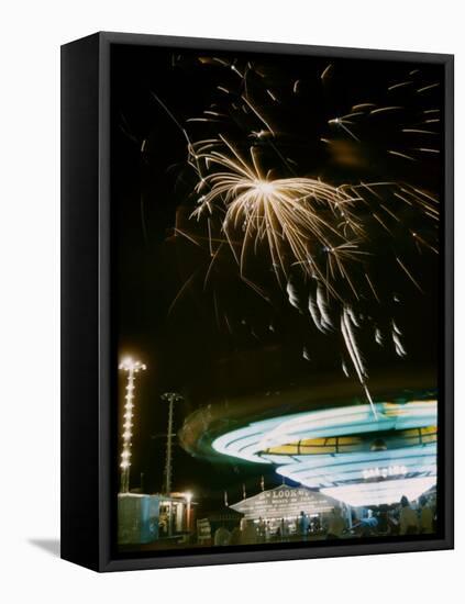 1955: Fireworks Display over Iowa State Fair, Des Moines, Iowa-John Dominis-Framed Stretched Canvas