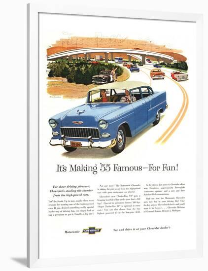 1955 GM Chevy Famous for Fun-null-Framed Premium Giclee Print